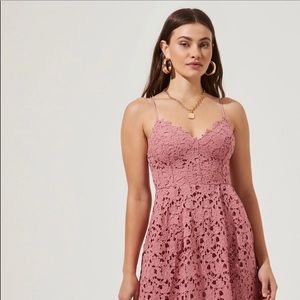 ASTR Mauve Lace A Line MIDI Dress